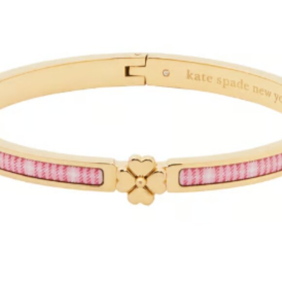 NWT Kate Spade Fiesta Plaid Heritage Spade Flower Thin Hinged Bangle - Picture 1 of 3